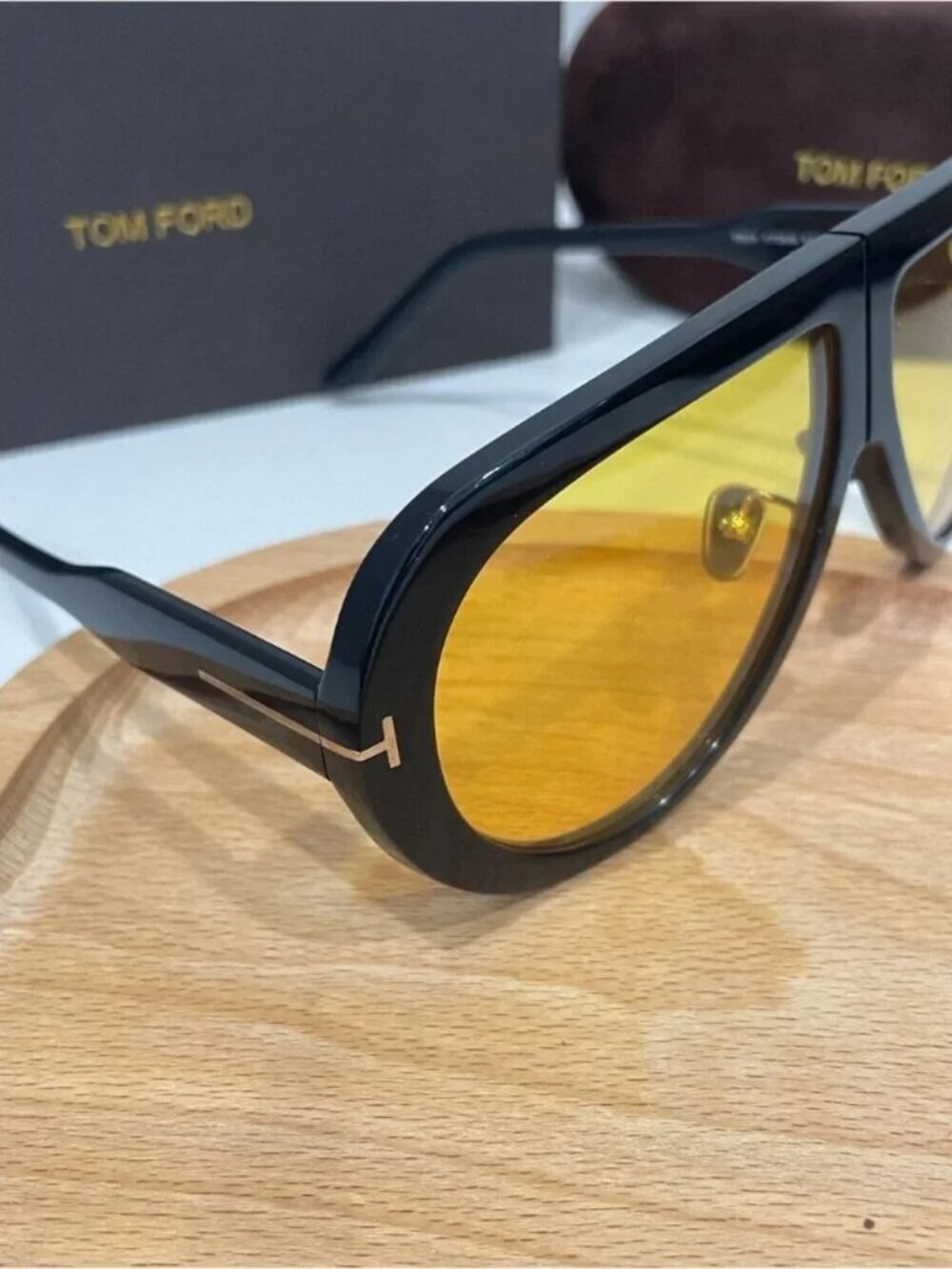 Tom Ford Black Frame Sunglasses with Yellow Lenses - Picture 2 of 5